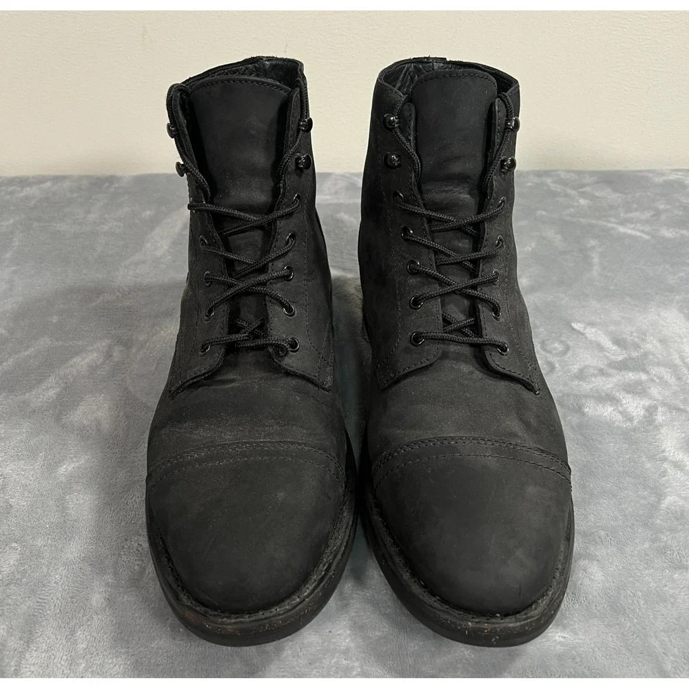 Thursday Captain Boots Mens Size 11 Black Matte Leather Lace Up Cap Toe Chukka
